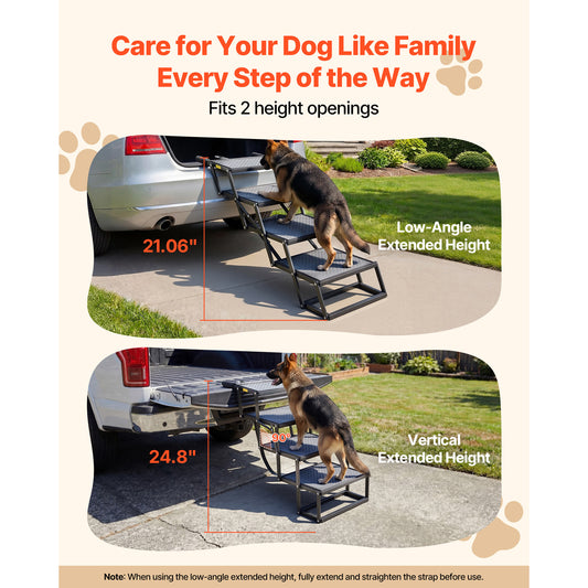 Dog Stairs for Large & Senior Dogs – Bed, Sofa & Car with two height options for easy access to vehicles.