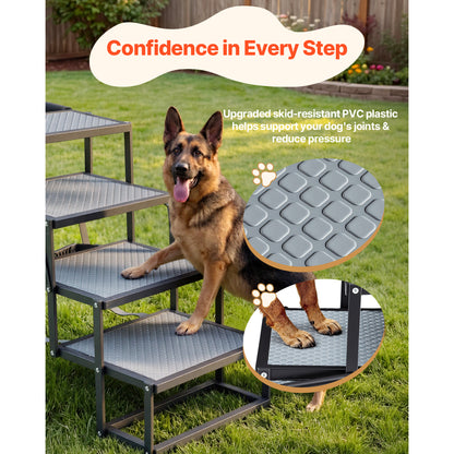 Dog Stairs for Large & Senior Dogs – Bed, Sofa & Car with skid-resistant PVC for joint support.
