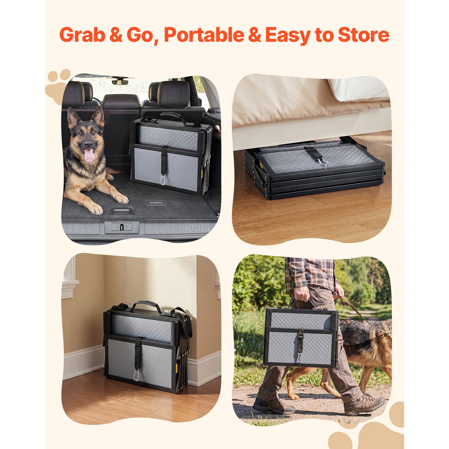 Dog Stairs for Large & Senior Dogs – Bed, Sofa & Car - Portable design for easy storage and travel.