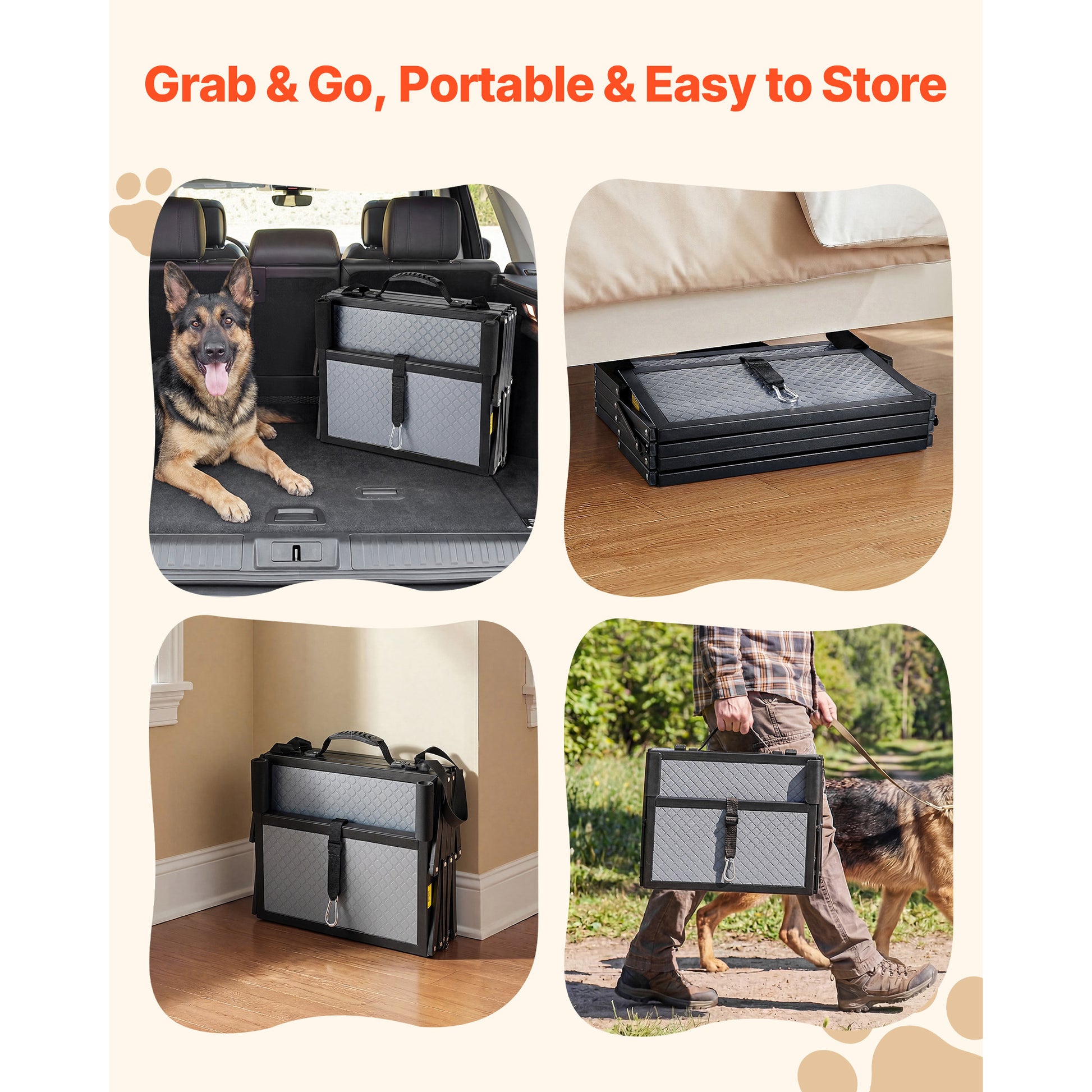 Dog Stairs for Large & Senior Dogs – Bed, Sofa & Car - Portable design for easy storage and travel.
