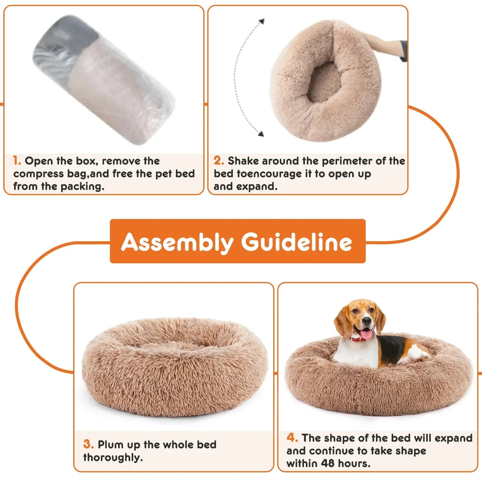 Calm-Cloud™ plush donut dog bed for senior dogs also used as a calming cat bed