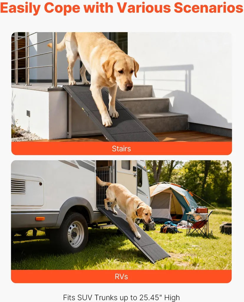 Portable dog ramp for RV steps and outdoor stairs lightweight aluminum