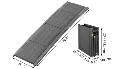 Size guide for 71 inch folding dog ramp 17 inches wide compact storage