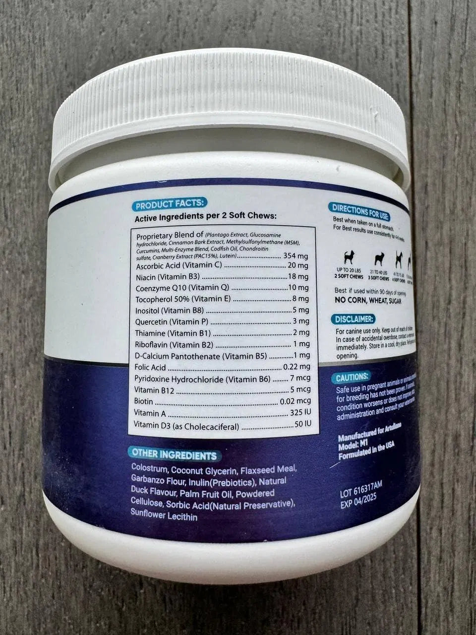 Multivitamin for dogs chewable jar — glucosamine, probiotics and salmon oil formula by Artullano