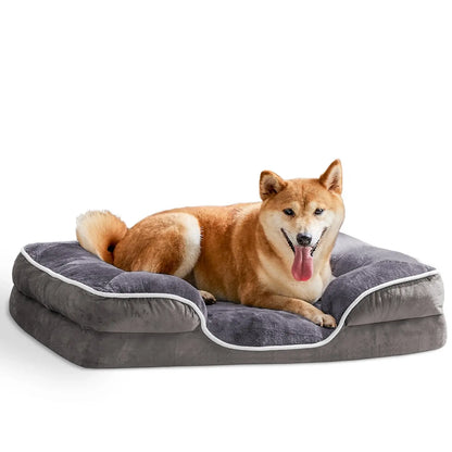 DreamRest™ orthopedic memory foam dog bed for senior dogs in grey