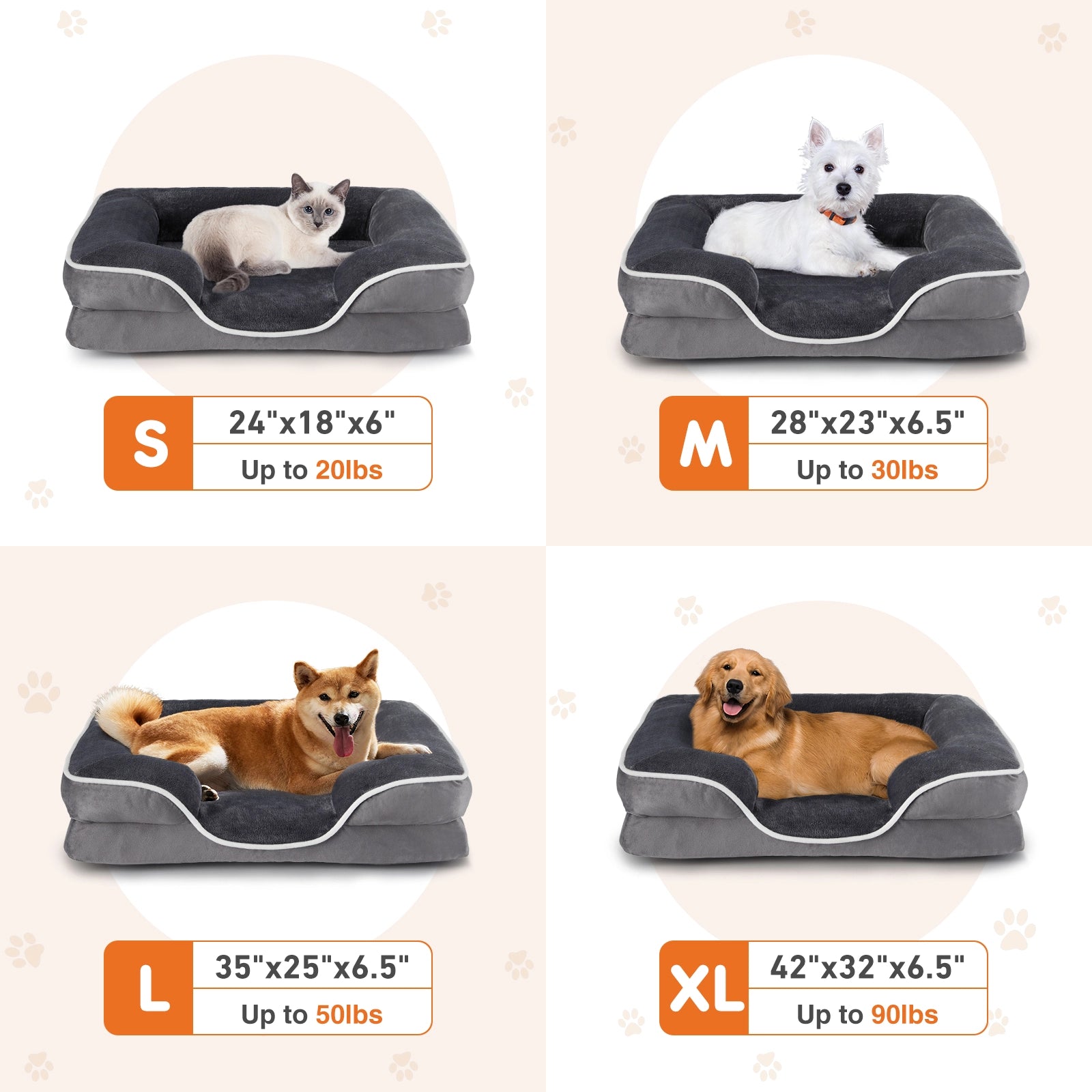 Measurement guide helping owners pick the right bolstered pet bed length