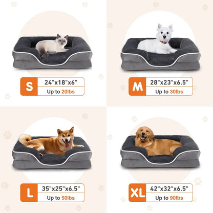 DreamRest™ orthopedic memory foam dog bed for senior dogs sizing guide