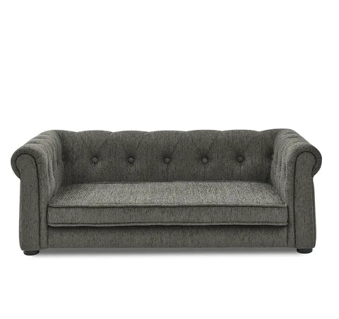 Grand-Luxe™ raised dog sofa for senior dogs in dark grey — solid wood frame