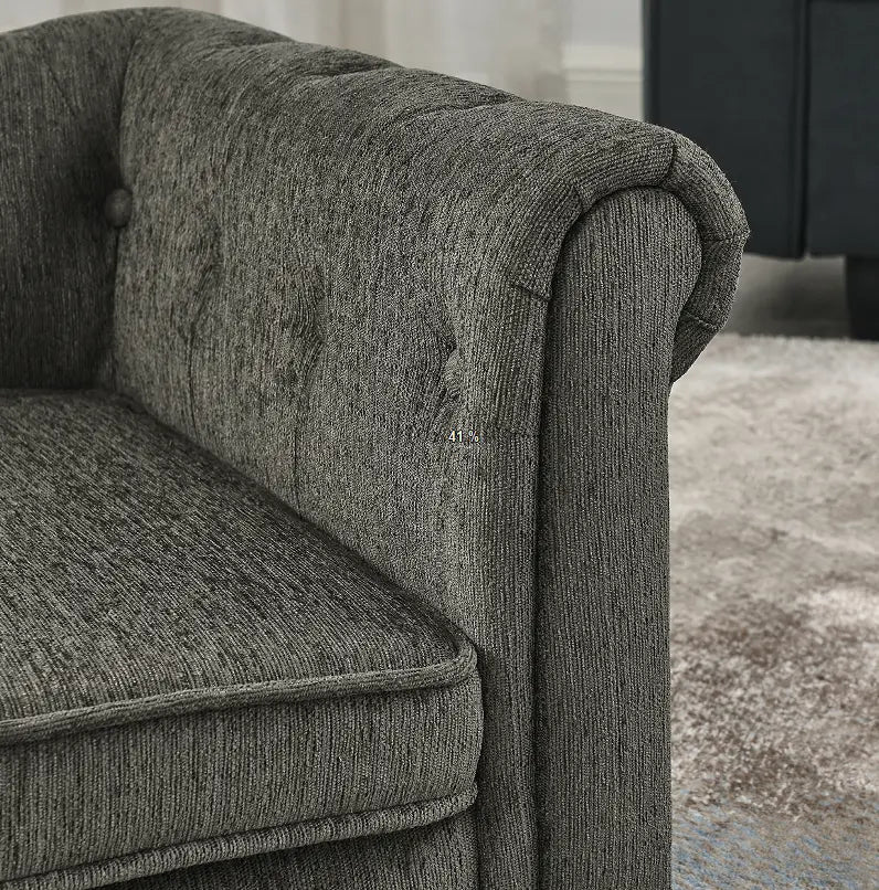 Close up of the furniture-style rolled arm