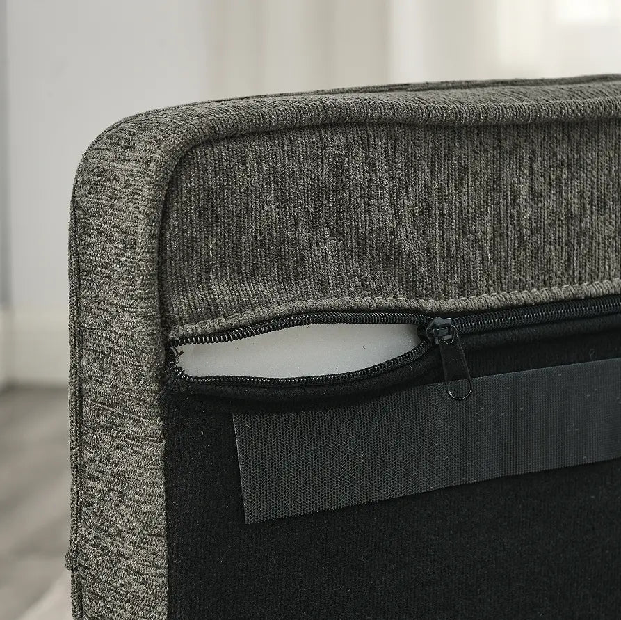 Underside zipper view showing the removable dark grey cover