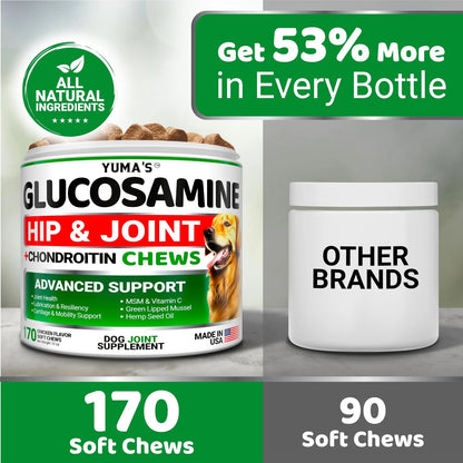 Glucosamine Chews for Dogs with Chondroitin, MSM & Boswellia, 170ct for joint health